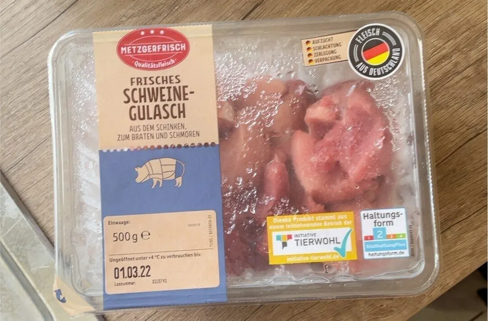 Frisches Schweinegulasch