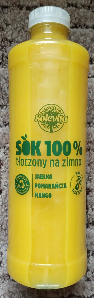 Sok 100% tłoczony na zimno jabłko, pomarańcza, mango