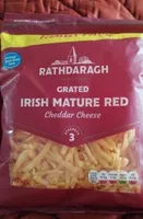 Grated Irish mature red cheddar cheese 3 stren