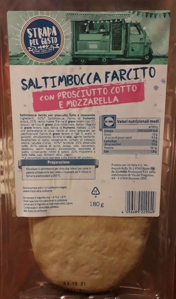Saltimbocca farcito, prosciutto cotto e mozzarella