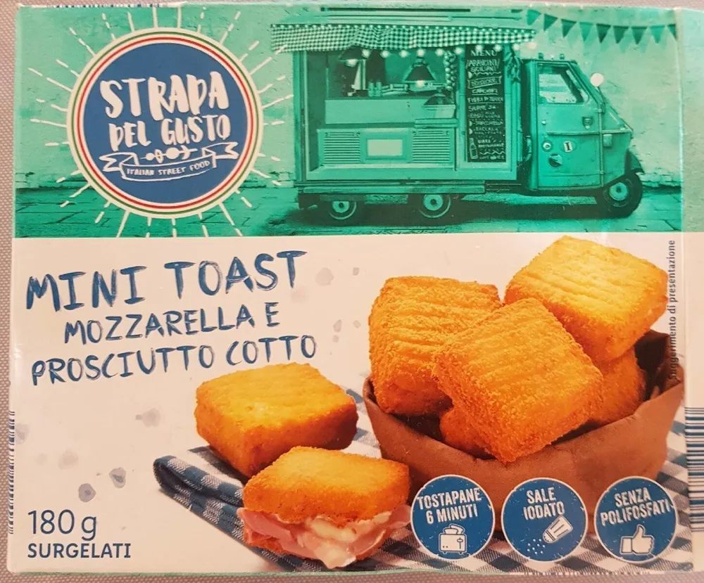 Mini toast mozzarella e prosciutto