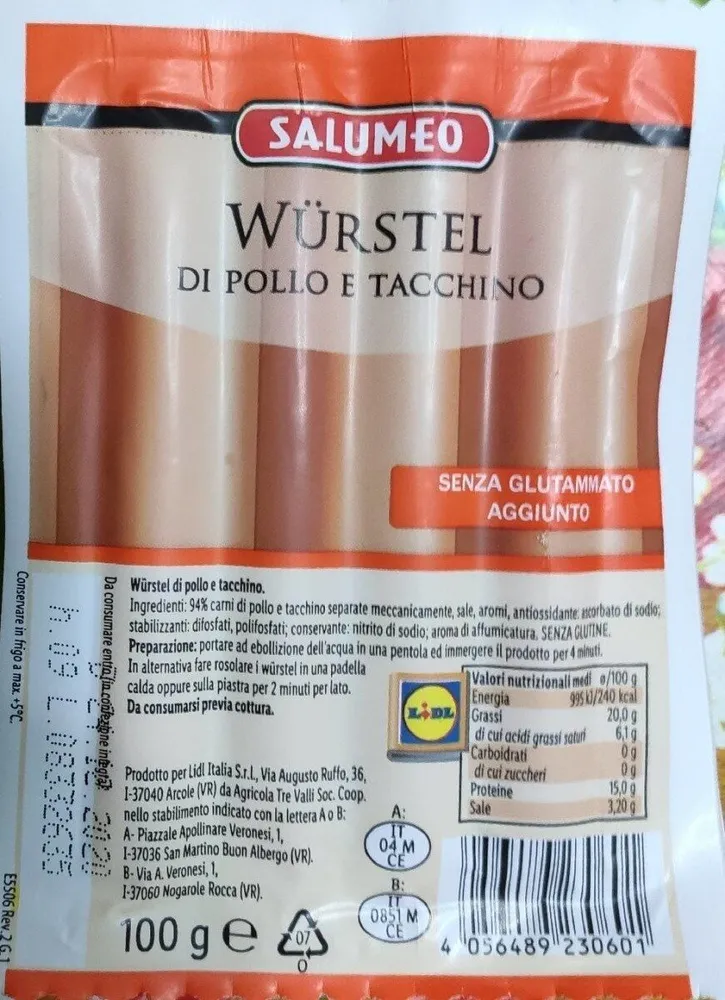 Wurstel di pollo e tacchino