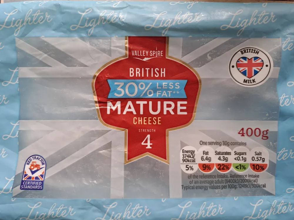 British 30% Less Fat Mature Cheese Strength 4