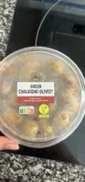 Grüne Oliven mit Peperoni