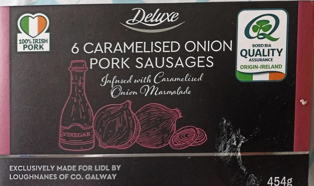 6 Caramelised onion pork sausages