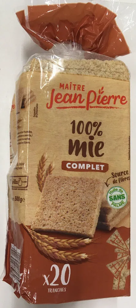 Pain de mie complet sans croûte