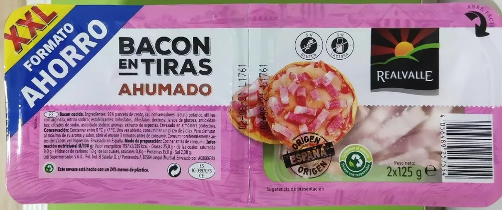 Bacon tiras ahumado
