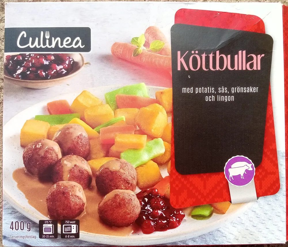 Culinea Köttbullar med potatis, sås, grönsaker och lingon