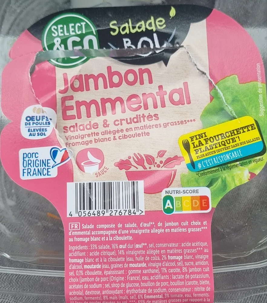 Salade crudites Jambon Emmental