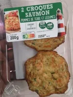 2 croques saumons pomme de terre et légumes