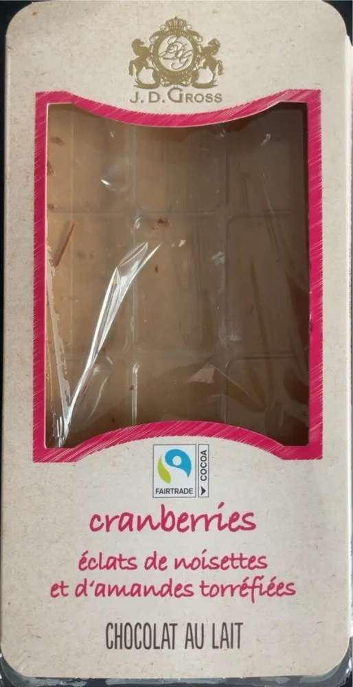 Chocolat au lait cranberries