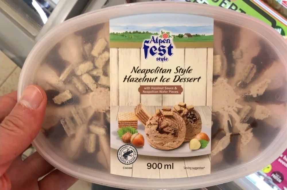 Neapolitan style hazelnut ice dessert