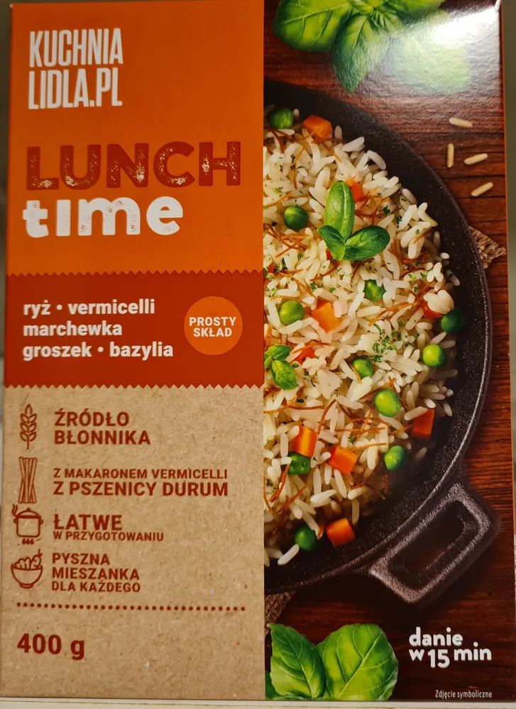Lunch time - ryż, vermicelli, marchewka, groszek, bazylia
