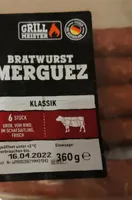 ALDI BBQ Grobe Merguez Bratwurst 360 g  € 3,49 Packung (1 kg = € 9,69) inkl. MwSt. Aus Rind- und Lammfleisch.