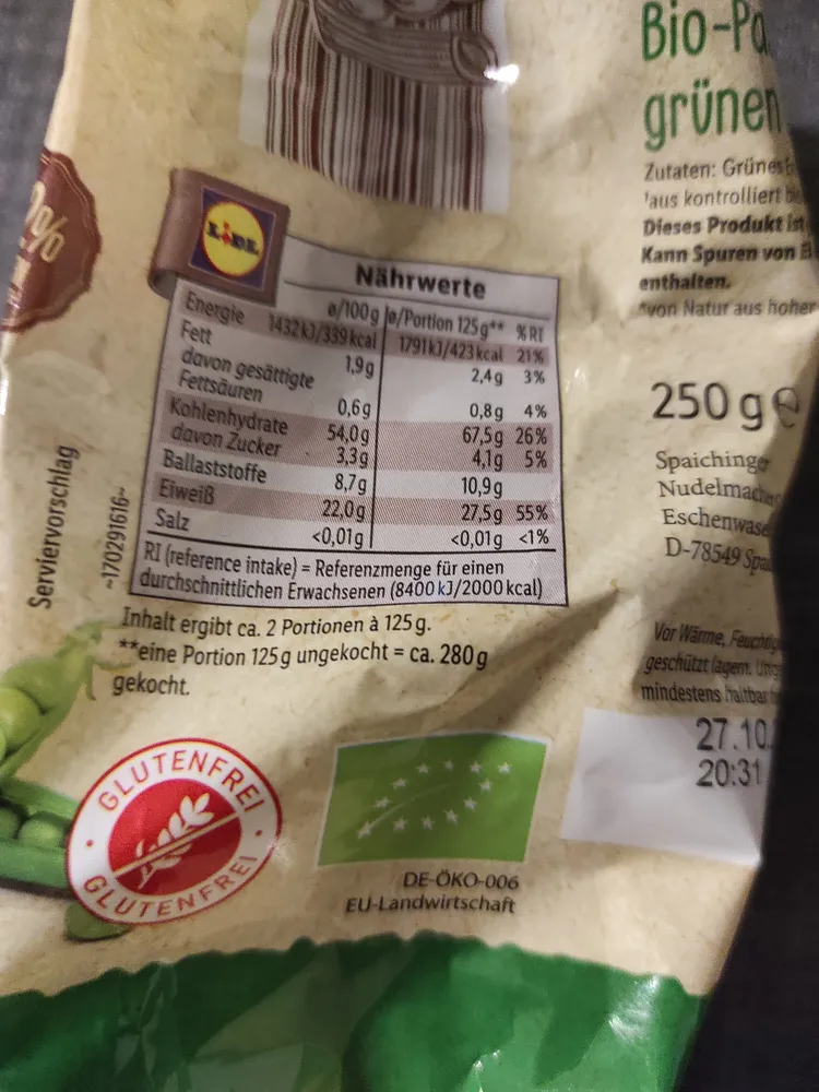 Green pea penne