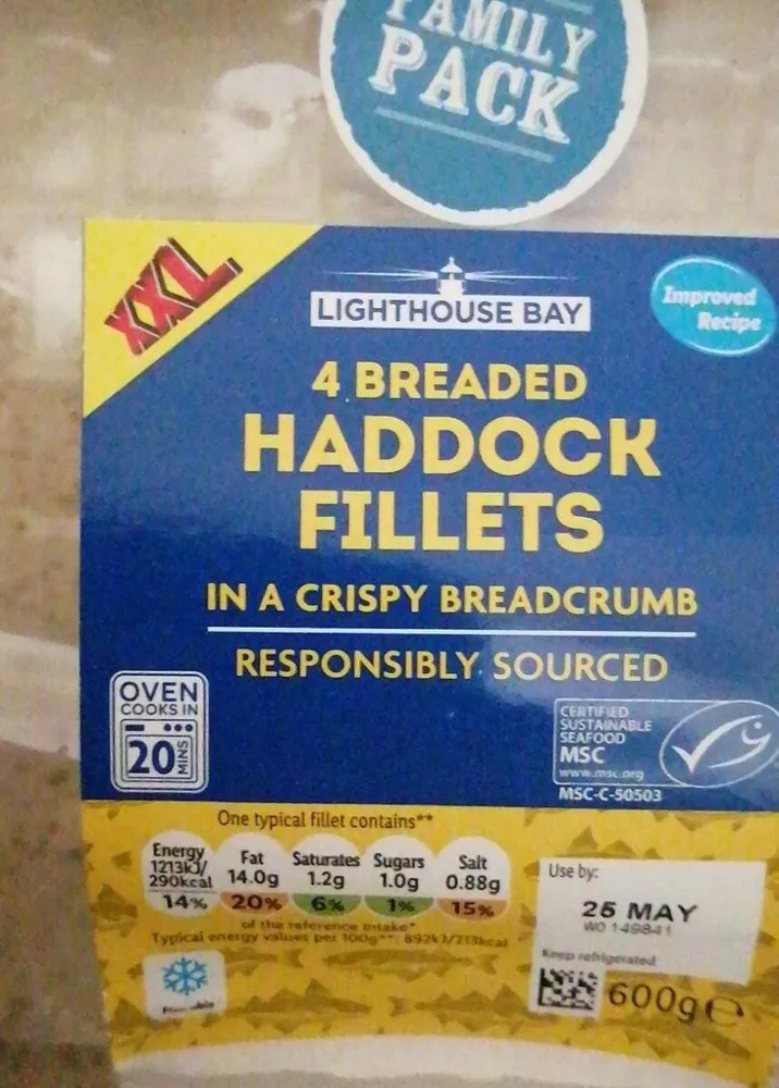 4 breaded haddock fillets
