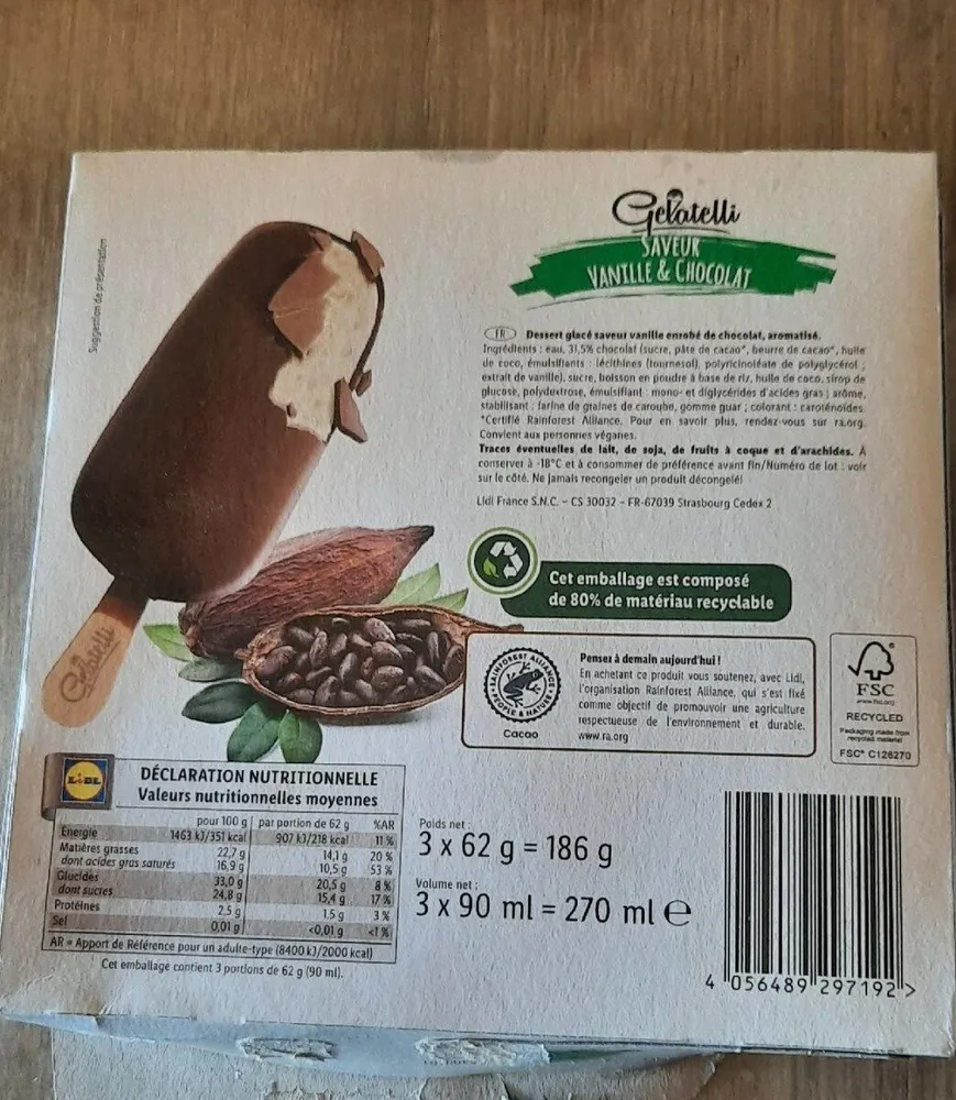 Glace saveur vanille & chocolat