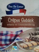 Crepes Gebäck teilweise mit Schockoladenüberzug