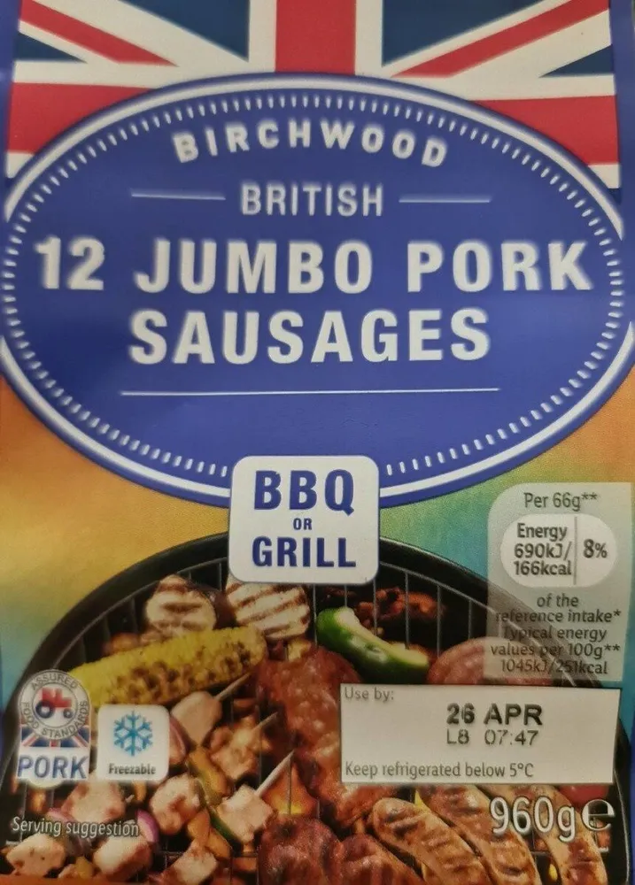 12 Jumbo Pork Sausages