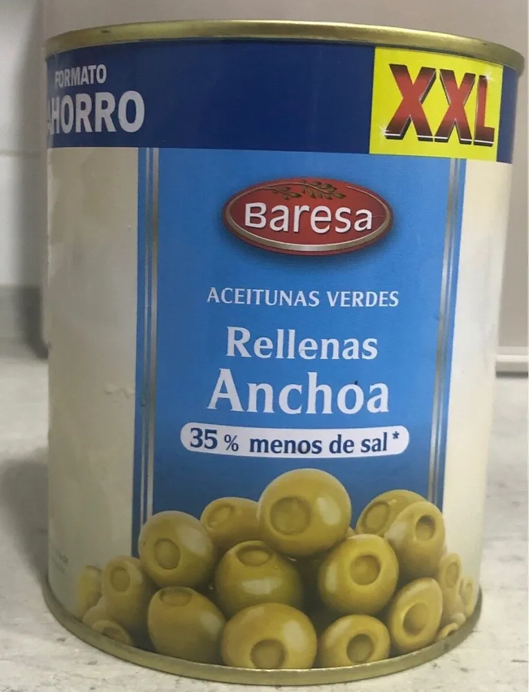 Aceitunas verdes rellenas de anchoa 35% menos de sal