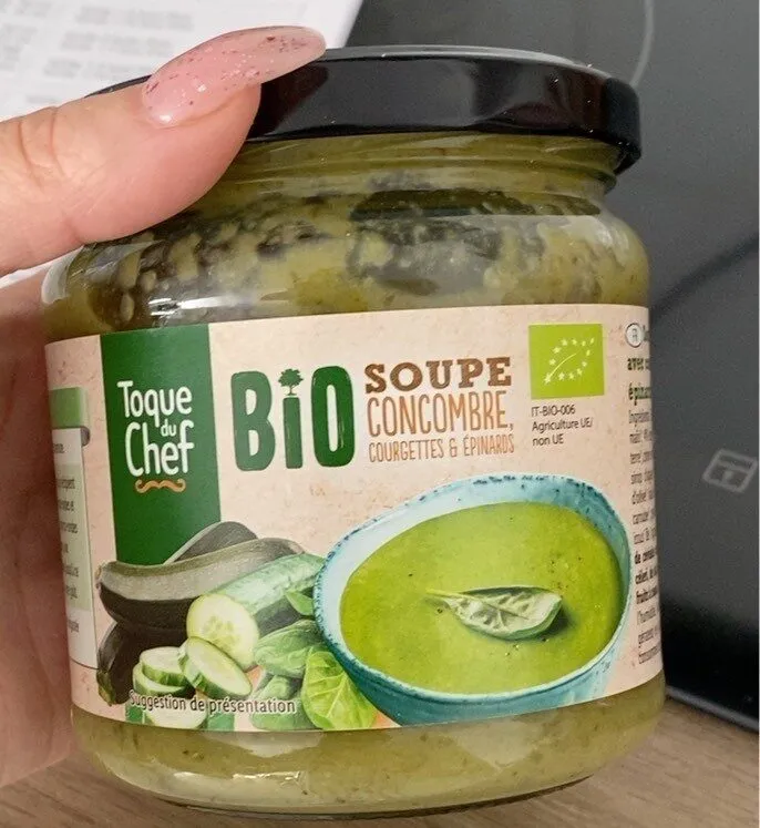Soupe concombre courgettes et épinard