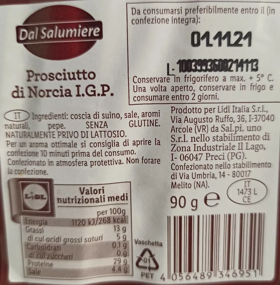 Prosciutto di norcia i. G. P