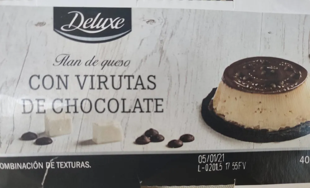 Flan de queso con virutas de chocolate