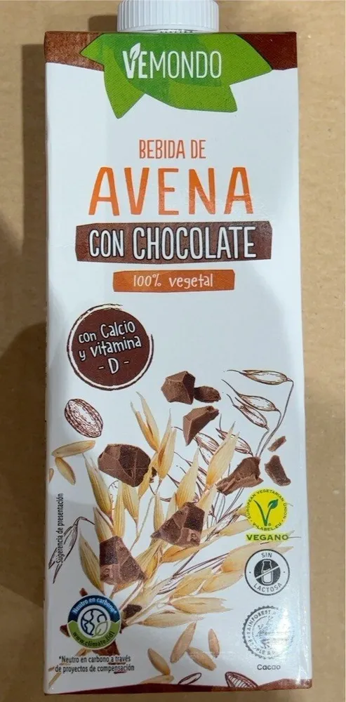 Bebida de avena con chocolate