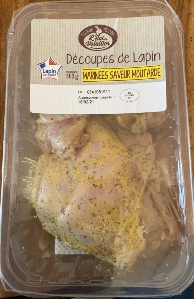 Découpe de lapin marinées moutarde
