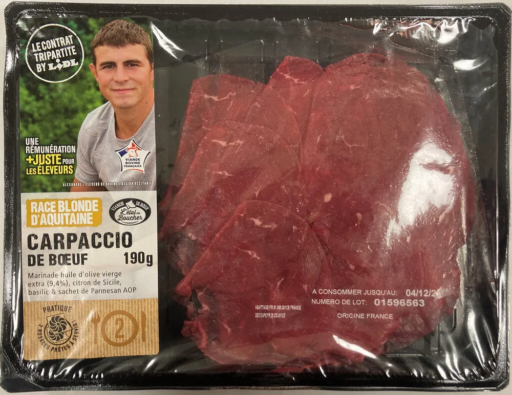Carpaccio de bœuf race Blonde d'Aquitaine