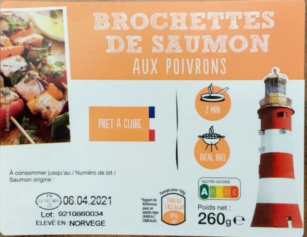 Brochette de saumon aux poivrons