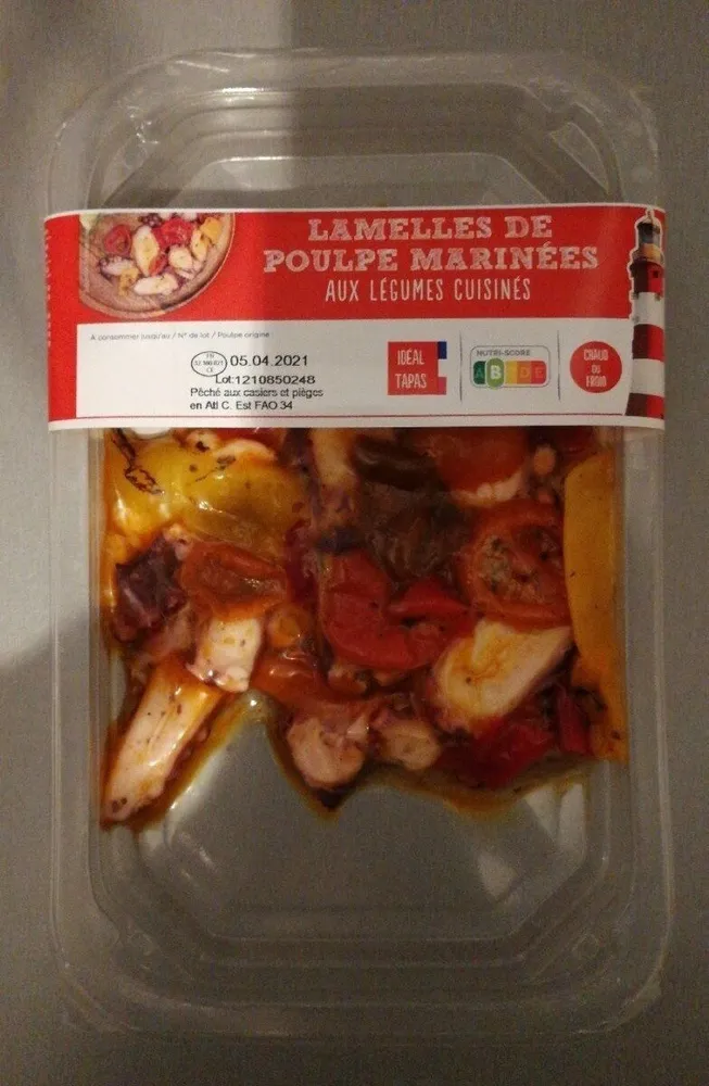 Lamelles de poulpe marinées aux légumes cuisines