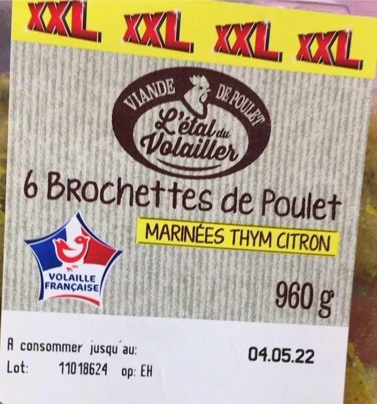 Brochette poulet thym cotron
