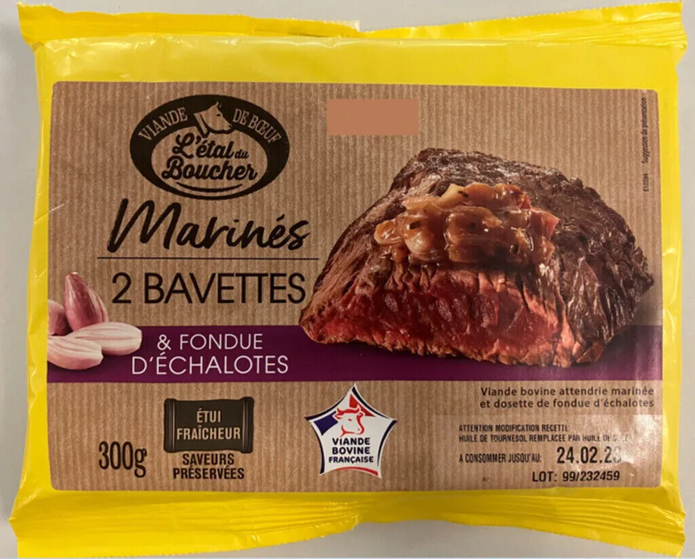 Bavette marinée fondue d'échalotes