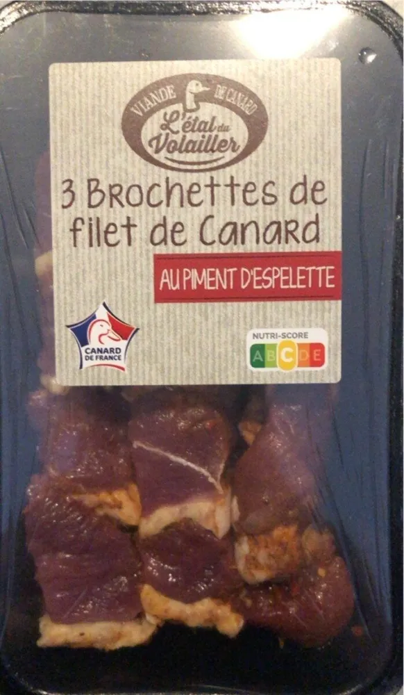 3 brochettes de filet de canards au piment d’espelette