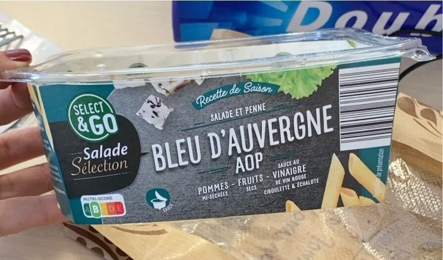 Salade et penne bleu d’Auvergne