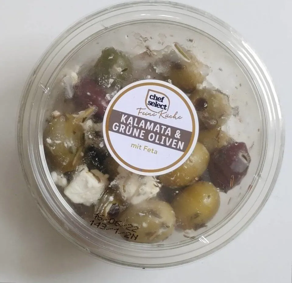 LIDL Chef Select Kalamata und Grüne Oliven 150g 1.89€ 1kg 10.60€