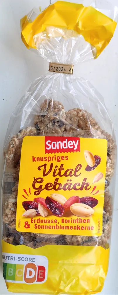 Knuspriges Vital Gebäck Erdnüsse, Korinthen & Sonnenblumenkerne