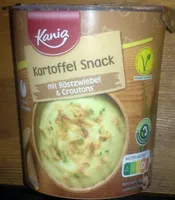 Kartoffel Snack mit Croutons und Röstzwiebeln