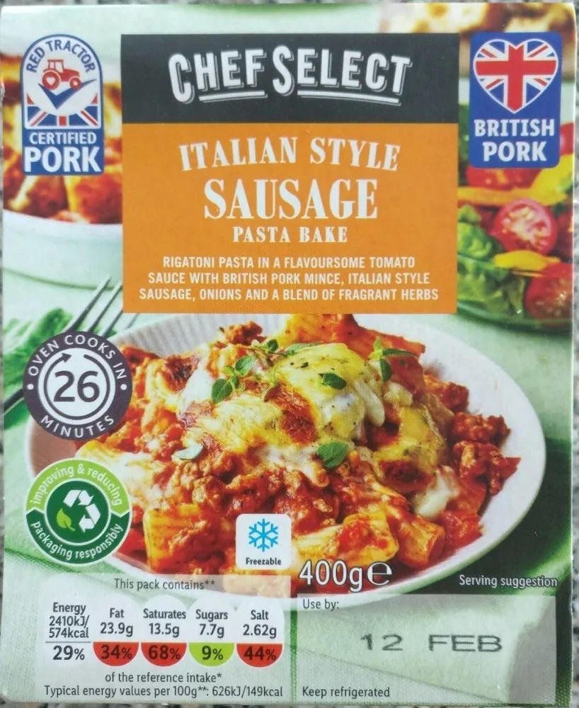 Italian style sausage pasta bake