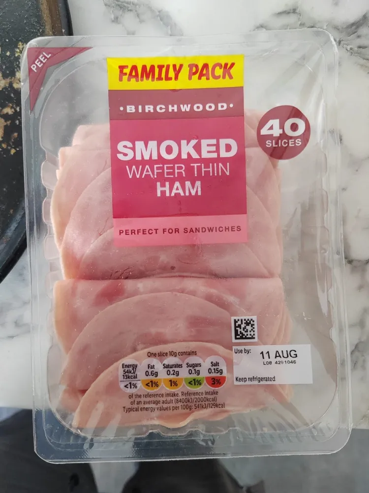 Water thin smoked ham