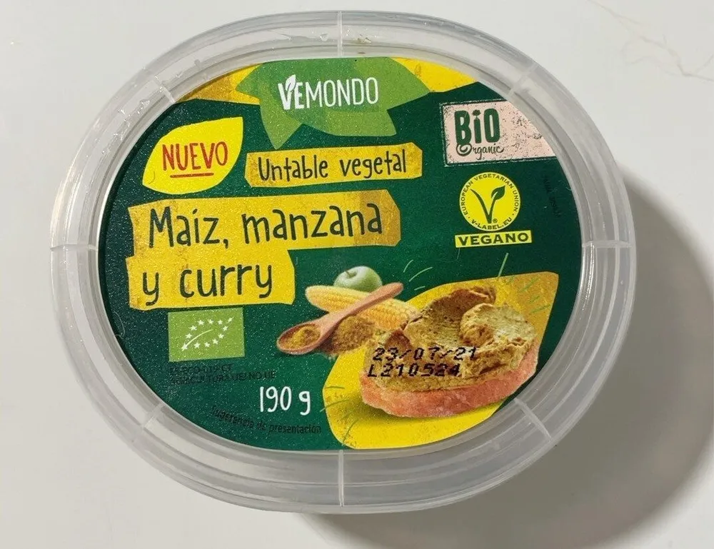 Untable vegetal Maíz,manzana y curry
