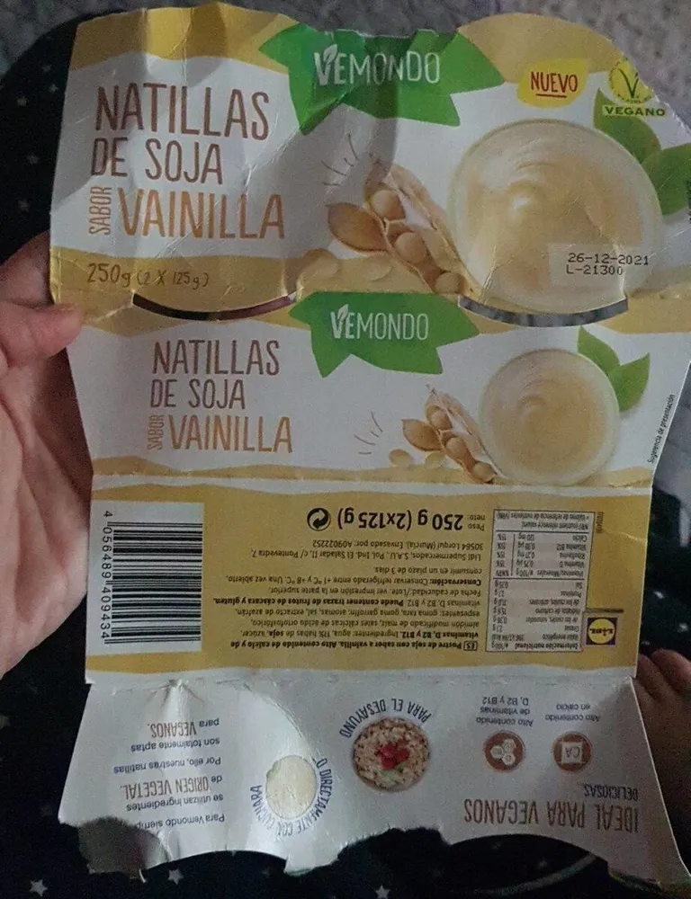 Natillas de soja sabor vainilla