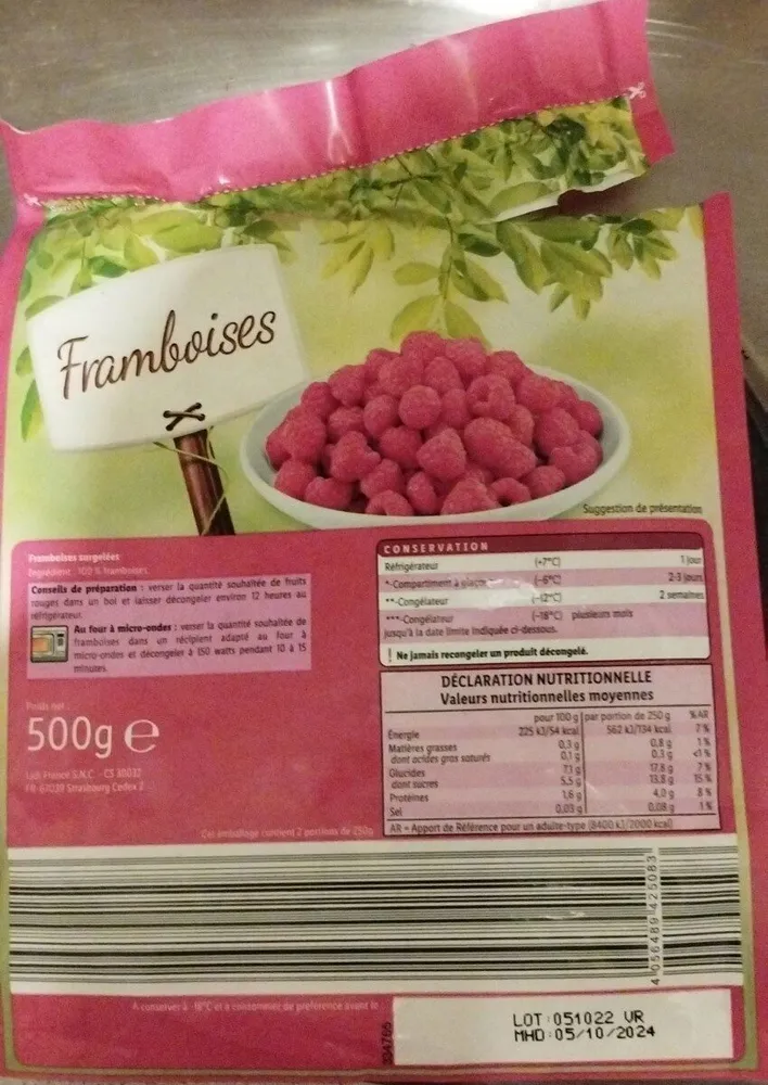 Framboises surgelées
