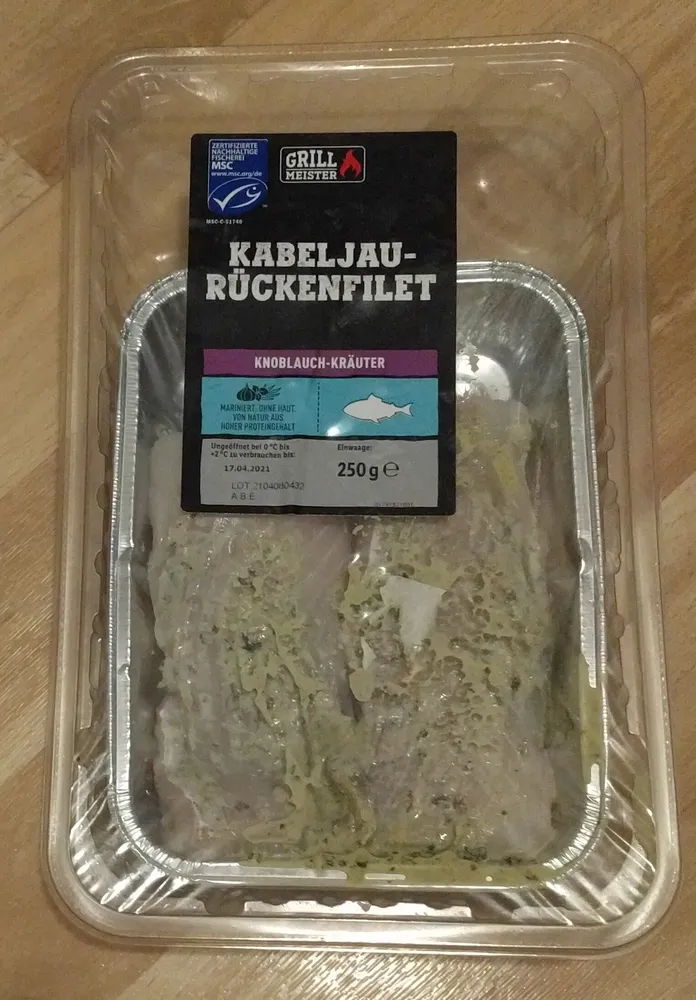 Kabeljau-Rückenfilet Knoblauch-Kräuter