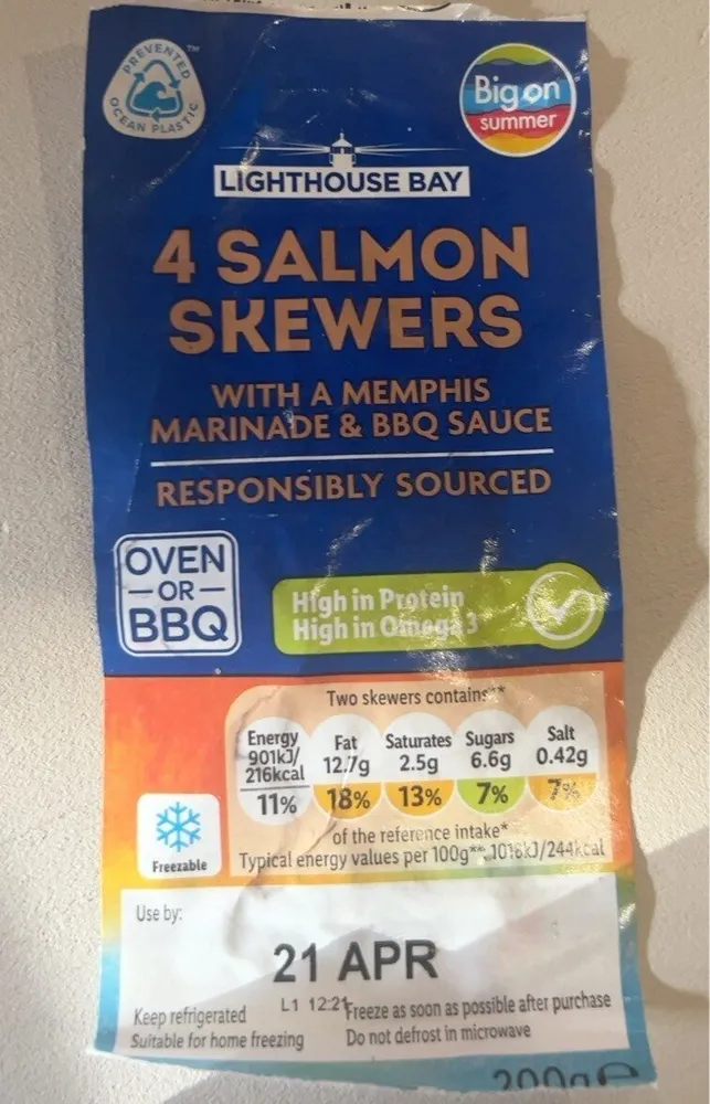 4 salmon skewers