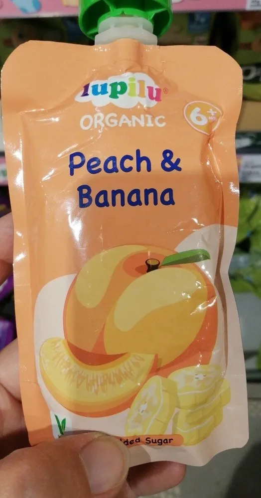 Organic smooth banana and peach puree blend