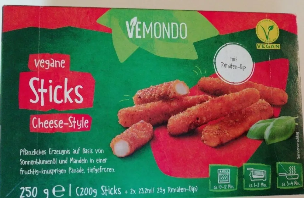 Vegan sticks cheese-style