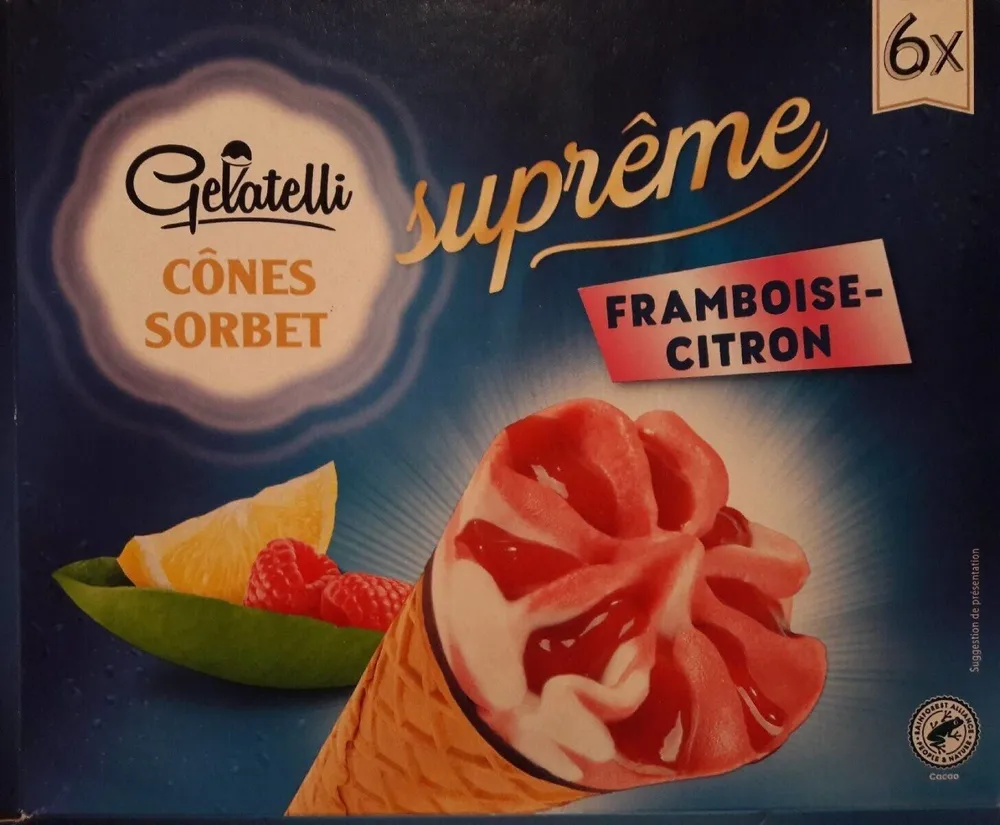 Cônes sorbet suprême citron-framboise
