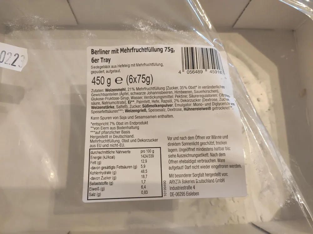 Berliner mit Mehrfruchtfüllung 6er XXL